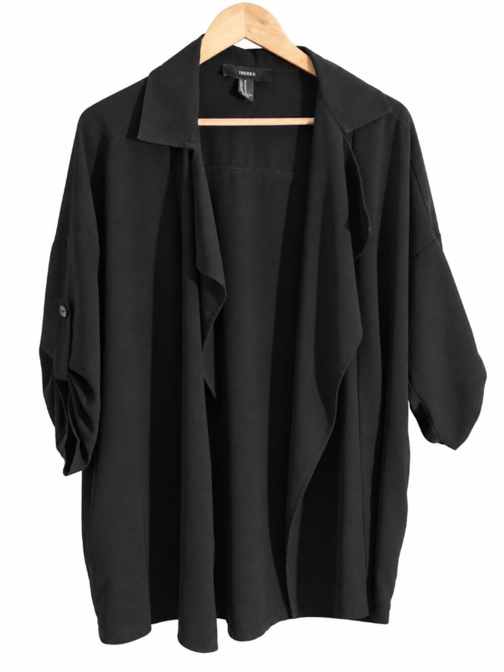 Forever 21 Black Draped Open-Front Jacket